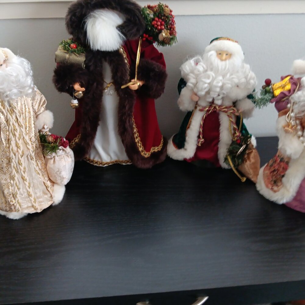 Super Bundle - 4 Vintage Santa Claus Tree Topper / Ornaments